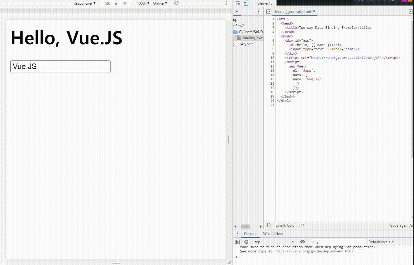 two-way data binding example Alt text